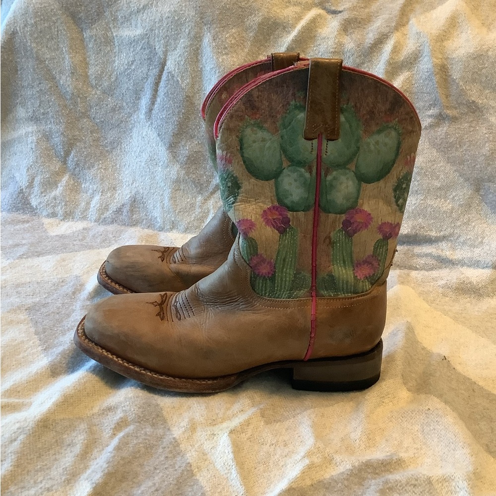 Roper Western Boots girls size 3 Prickly Cactus